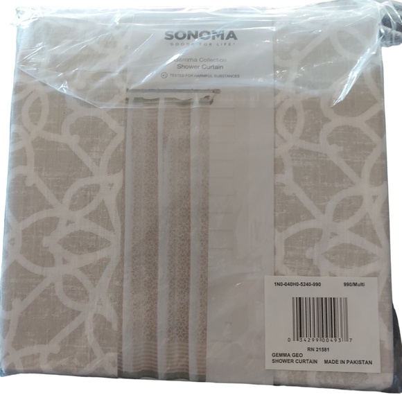 Sonoma Gemma Collection Fabric Shower Curtain NWT - Picture 2 of 7